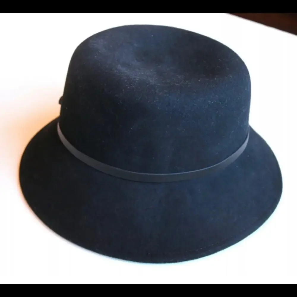 Nine West Hat‎ Black 100% Wool Felt Hat CLASSIC
